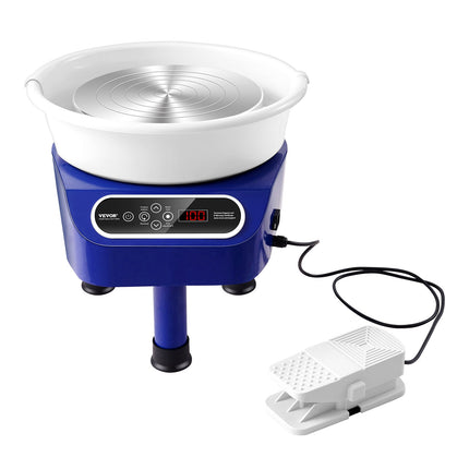 Pottery Wheel, 10 inch Pottery Forming Machine, 350W Electric Wheel for Pottery with Foot Pedal and LCD Touch Screen, Direct Drive Ceramic Wheel with 3 Support Legs for DIY Art Craft, Blue.