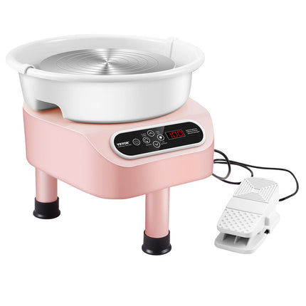 Pottery Wheel, 10 inch Pottery Forming Machine, 350W Electric Wheel for Pottery with Foot Pedal and LCD Touch Screen, Direct Drive Ceramic Wheel with 3 Support Legs for DIY Art Craft, Pink.