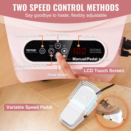 Pottery Wheel, 10 inch Pottery Forming Machine, 350W Electric Wheel for Pottery with Foot Pedal and LCD Touch Screen, Direct Drive Ceramic Wheel with 3 Support Legs for DIY Art Craft, Pink.