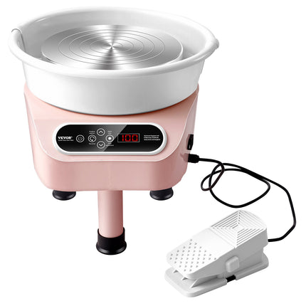 Pottery Wheel, 10 inch Pottery Forming Machine, 350W Electric Wheel for Pottery with Foot Pedal and LCD Touch Screen, Direct Drive Ceramic Wheel with 3 Support Legs for DIY Art Craft, Pink.