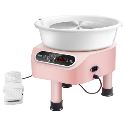 Pottery Wheel, 10 inch Pottery Forming Machine, 350W Electric Wheel for Pottery with Foot Pedal and LCD Touch Screen, Direct Drive Ceramic Wheel with 3 Support Legs for DIY Art Craft, Pink.