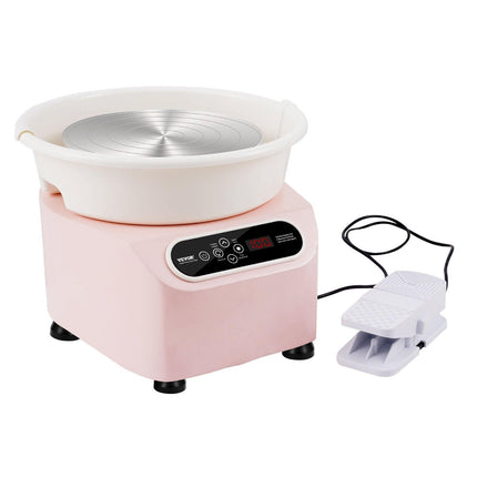 Pottery Wheel, 11 inch Pottery Forming Machine, 350W Electric Wheel for Pottery with Foot Pedal and LCD Touch Screen, Direct Drive Ceramic Wheel with Shaping Tools for DIY Art Craft, Pink.