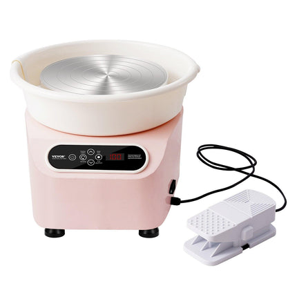 Pottery Wheel, 11 inch Pottery Forming Machine, 350W Electric Wheel for Pottery with Foot Pedal and LCD Touch Screen, Direct Drive Ceramic Wheel with Shaping Tools for DIY Art Craft, Pink.