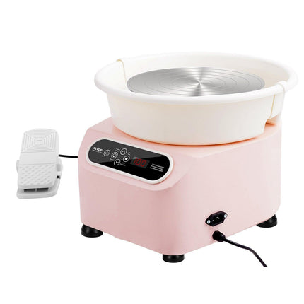 Pottery Wheel, 11 inch Pottery Forming Machine, 350W Electric Wheel for Pottery with Foot Pedal and LCD Touch Screen, Direct Drive Ceramic Wheel with Shaping Tools for DIY Art Craft, Pink.