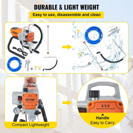 High Pressure Airless Wall Paint Spray Gun Sprayer 600W Machine Spraying.