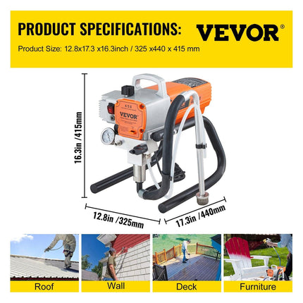 High Pressure Airless Wall Paint Spray Gun Sprayer 600W Machine Spraying.