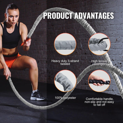 Battle Rope 1.5" 30Ft Gym Workout Strength Training Exercise Fitness Rope.