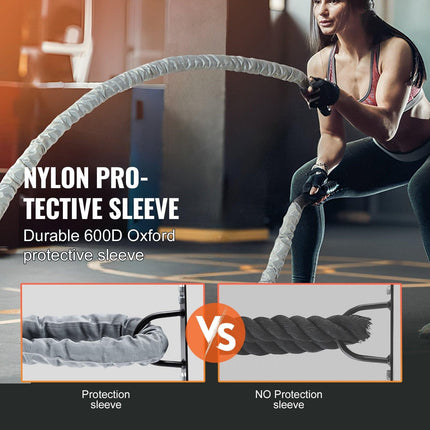 Battle Rope 1.5" 30Ft Gym Workout Strength Training Exercise Fitness Rope.