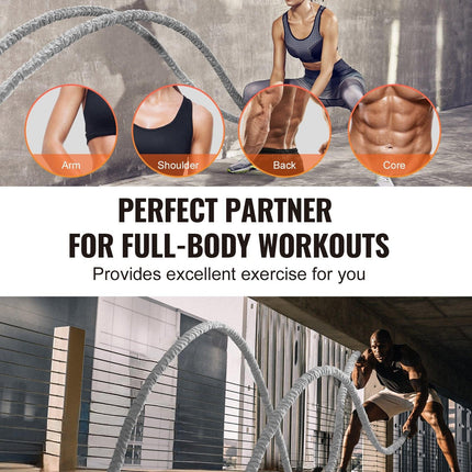 Battle Rope 1.5" 30Ft Gym Workout Strength Training Exercise Fitness Rope.
