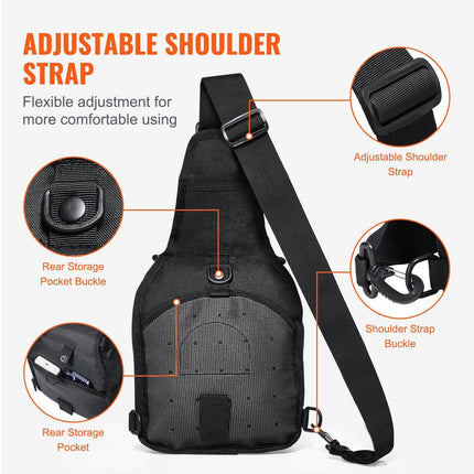 Tactical Sling Bag 10L Military Rover Shoulder Sling Backpack Black.