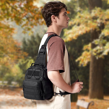 Tactical Sling Bag 10L Military Rover Shoulder Sling Backpack Black.