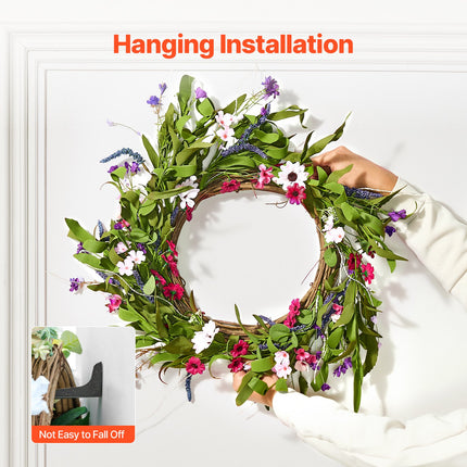 Artificial Decorative Wreath 55.88 cm Pink Green with Daisies Year Round.