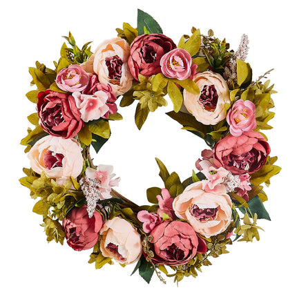 Artificial Decorative Wreath 48.26 cm Pink Peonies Hydrangeas Year Round.