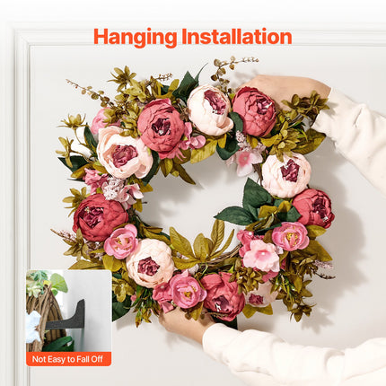 Artificial Decorative Wreath 48.26 cm Pink Peonies Hydrangeas Year Round.