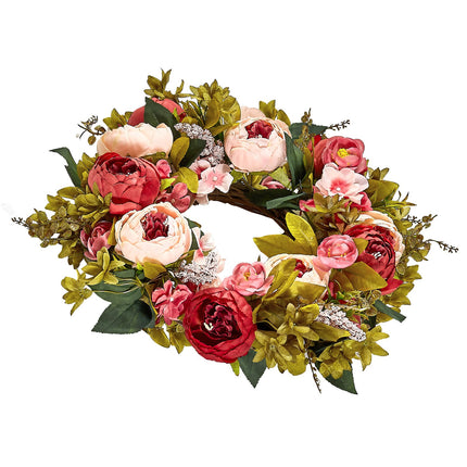 Artificial Decorative Wreath 48.26 cm Pink Peonies Hydrangeas Year Round.