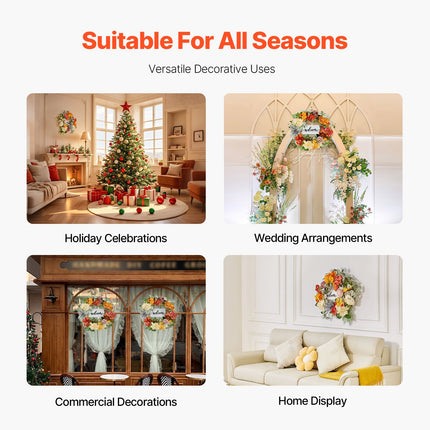 Artificial Decorative Wreath 60.96 cm Red Orange Yellow Hydrangeas Roses.