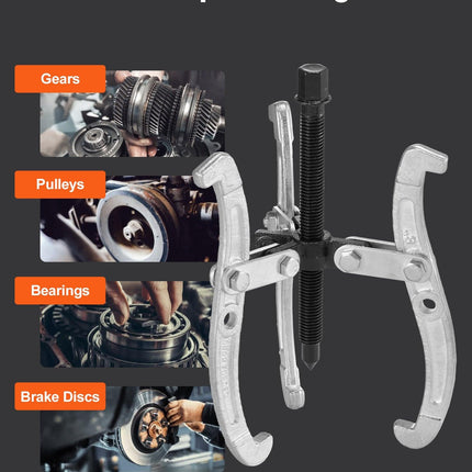 Gear Puller Set, 76.2 mm/101.6 mm/152.4 mm/203.2 mm 3 Jaw Bearing Puller with Reversible Jaws, 2 Jaw/3 Jaw Pulley Puller, 4 PCS Bearing Puller Tool Kit for Pulley Gear Bearing Flywheel Removal.