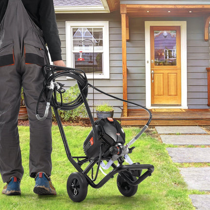Stand Airless Paint Sprayer, 750W 3000PSI High Efficiency Electric Airless Sprayer With Cart, Fine And Even Painting Effect, Paint Sprayers for Home Interior and Exterior Furniture and Fences.