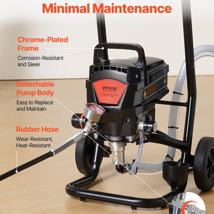 Stand Airless Paint Sprayer, 950W 3000PSI High Efficiency Electric Airless Sprayer With Cart, Fine And Even Painting Effect, Paint Sprayers for Home Interior and Exterior Furniture and Fences.
