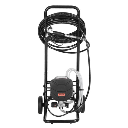 Stand Airless Paint Sprayer, 650W, 3000PSI High Pressure Airless Sprayer with Cart, Cleaning Brush, Hose, Extension Rod, Nozzles, Electric Spray Paint Machine for House Exterior and Interior.
