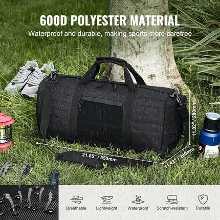 Tactical Duffle Bag 45L Gym Bag Duffle Molle Design & Shoe Compartment.