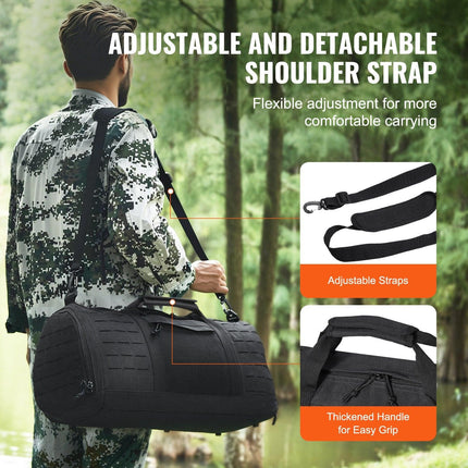 Tactical Duffle Bag 45L Gym Bag Duffle Molle Design & Shoe Compartment.