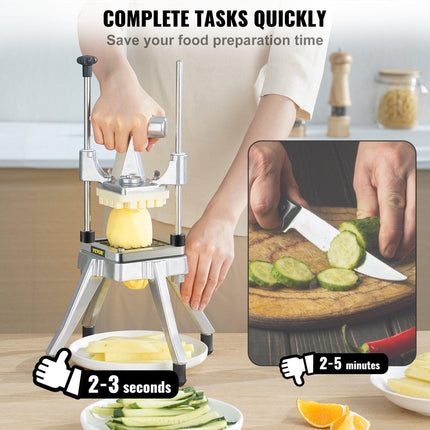 Commercial Vegetable Fruit Chopper 1/4" Blade Heavy Duty Professional Food Dicer Kattex French Fry Cutter Onion Slicer Stainless Steel for Tomato Peppers Potato Mushroom.
