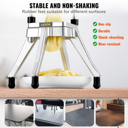 Commercial Vegetable Fruit Chopper 1/4" Blade Heavy Duty Professional Food Dicer Kattex French Fry Cutter Onion Slicer Stainless Steel for Tomato Peppers Potato Mushroom.