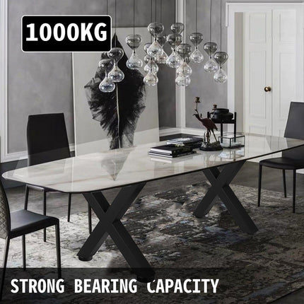 Set of 2 Steel Table Legs, 72cm Height 79cm Wide Dining Table Legs, Heavy Duty 7.9cm Square Box Section X Frame Table Legs,72x79x7.9 cm Black Color Industrial Country Style Metal Dining Leg.
