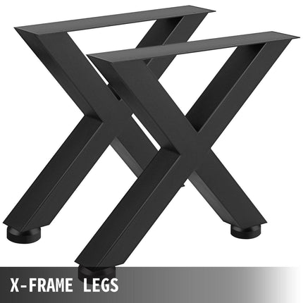 Set of 2 Steel Table Legs, 72cm Height 79cm Wide Dining Table Legs, Heavy Duty 7.9cm Square Box Section X Frame Table Legs,72x79x7.9 cm Black Color Industrial Country Style Metal Dining Leg.