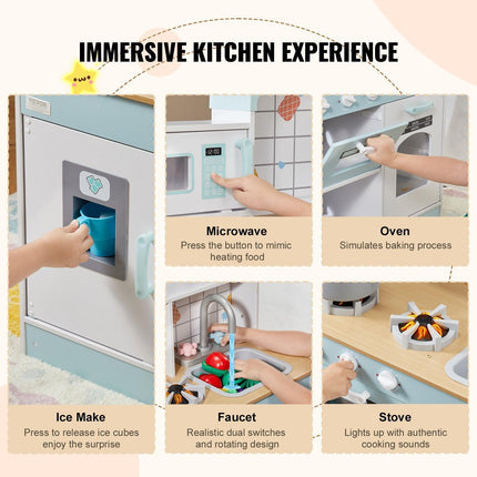 VEVOR Kitchen Playset Kids Pretend Cooking Play Toy 24 Piece Accessories White.