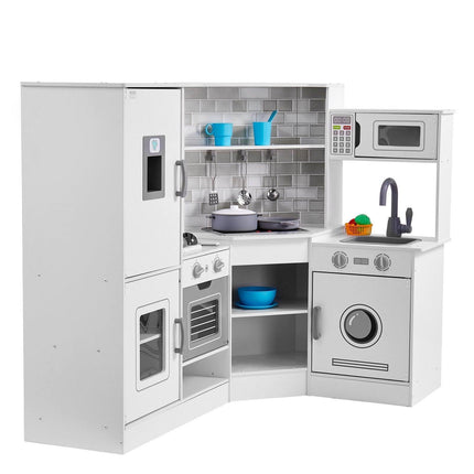 VEVOR Kitchen Playset Kids Pretend Cooking Play Toy 24 Piece Accessories White.