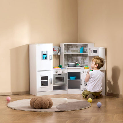 VEVOR Kitchen Playset Kids Pretend Cooking Play Toy 24 Piece Accessories White.
