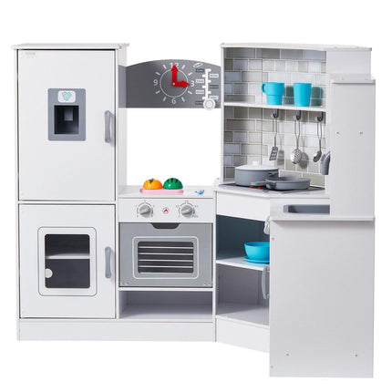 VEVOR Kitchen Playset Kids Pretend Cooking Play Toy 24 Piece Accessories White.