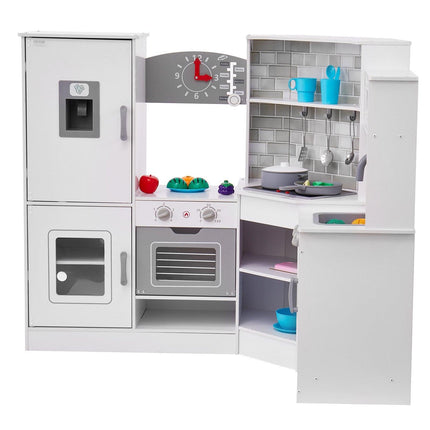 VEVOR Kitchen Playset Kids Pretend Cooking Play Toy 24 Piece Accessories White.