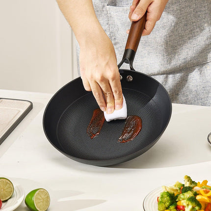 Cast Iron Skillet, 3-Piece Frying Pan Set (205, 265, 310 mm), Nonstick Skillets with Detachable Wood Handle, Pre-Seasoned Chef's Pan, Kitchen Cookware for Gas, Electrical, and Induction, Black.