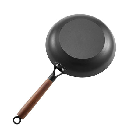 Cast Iron Skillet, 3-Piece Frying Pan Set (205, 265, 310 mm), Nonstick Skillets with Detachable Wood Handle, Pre-Seasoned Chef's Pan, Kitchen Cookware for Gas, Electrical, and Induction, Black.