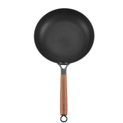 Cast Iron Skillet, 3-Piece Frying Pan Set (205, 265, 310 mm), Nonstick Skillets with Detachable Wood Handle, Pre-Seasoned Chef's Pan, Kitchen Cookware for Gas, Electrical, and Induction, Black.