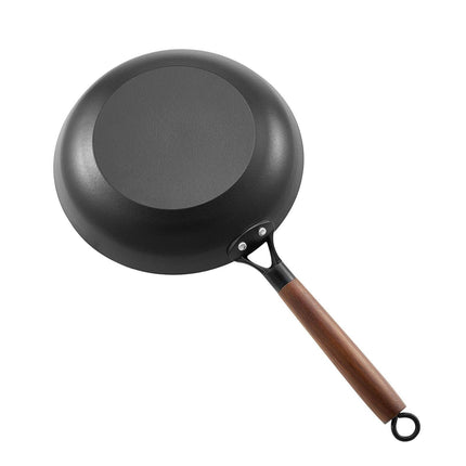 Cast Iron Skillet, 3-Piece Frying Pan Set (205, 265, 310 mm), Nonstick Skillets with Detachable Wood Handle, Pre-Seasoned Chef's Pan, Kitchen Cookware for Gas, Electrical, and Induction, Black.