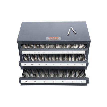 End Mill Dispenser Cabinet, Three-Drawer End Mill Organizer Cabinet for 1/8" to 1", Steel End Mill Dispenser Organizer Cabinet with Labels, 29-Compartment Stackable for End Mill Storage.