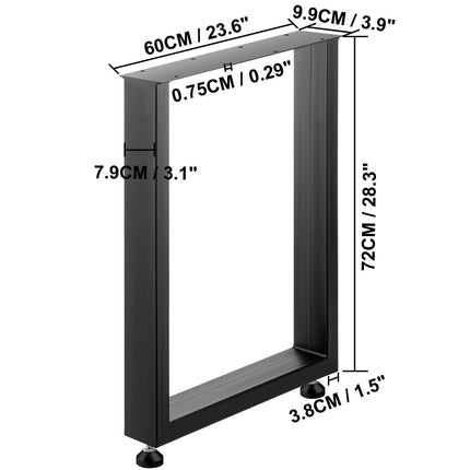 Black Table Legs Frame Metal Dining Table Desk 600X720MM.