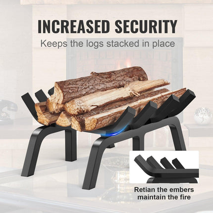 Fireplace Log Grate, 18 inch Heavy Duty Fireplace Grate with 6 Support Legs, Solid Powder-coated Steel Bars, Log Firewood Burning Rack Holder for Indoor and Outdoor Fireplace.
