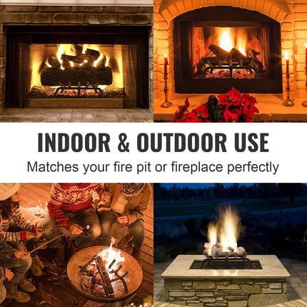 Fireplace Log Grate, 609.6mm Heavy Duty Fireplace Grate with 6 Support Legs, 19.05mm Solid Powder-coated Steel Bars, Log Firewood Burning Rack Holder for Indoor and Outdoor Fireplace.