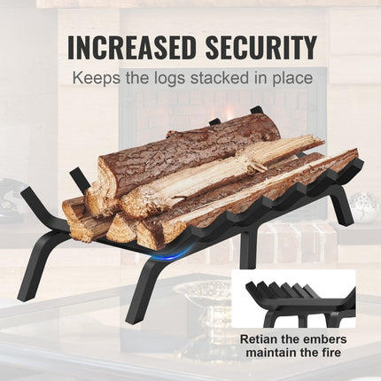 Fireplace Log Grate, 685.8mm Heavy Duty Fireplace Grate with 6 Support Legs, 19.05mm Solid Powder-coated Steel Bars, Log Firewood Burning Rack Holder for Indoor and Outdoor Fireplace.