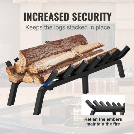 Fireplace Log Grate, 762mm Heavy Duty Fireplace Grate with 6 Support Legs, 19.05mm Solid Powder-coated Steel Bars, Log Firewood Burning Rack Holder for Indoor and Outdoor Fireplace.