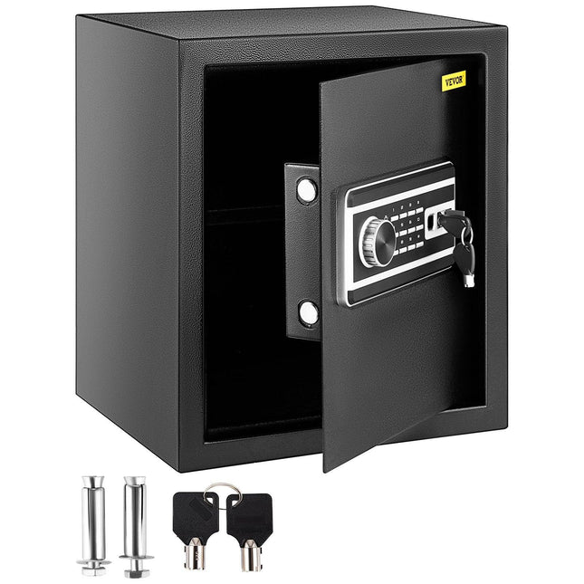 Safe Box, 1.7 CU.FT Fingerprint Safe Box for Money with 2 Keys & Digital Keypad, Q235 Steel Safe Box for Storing Cash, Jewelry, Pistols, Documents, Watches in Home & Office & Hotel.