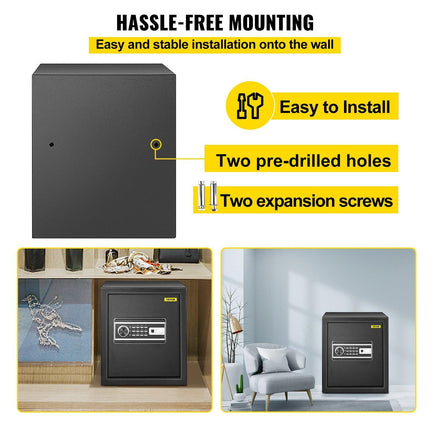 Safe Box, 1.7 CU.FT Fingerprint Safe Box for Money with 2 Keys & Digital Keypad, Q235 Steel Safe Box for Storing Cash, Jewelry, Pistols, Documents, Watches in Home & Office & Hotel.