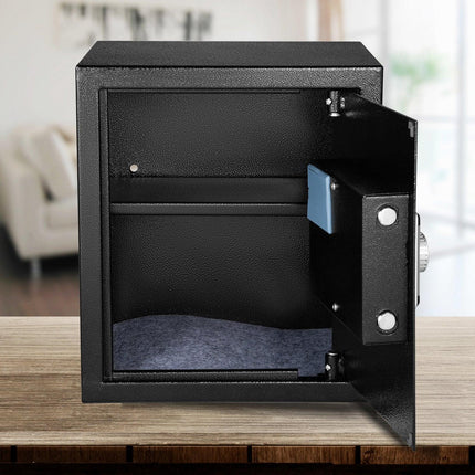 Safe Box, 1.7 CU.FT Fingerprint Safe Box for Money with 2 Keys & Digital Keypad, Q235 Steel Safe Box for Storing Cash, Jewelry, Pistols, Documents, Watches in Home & Office & Hotel.