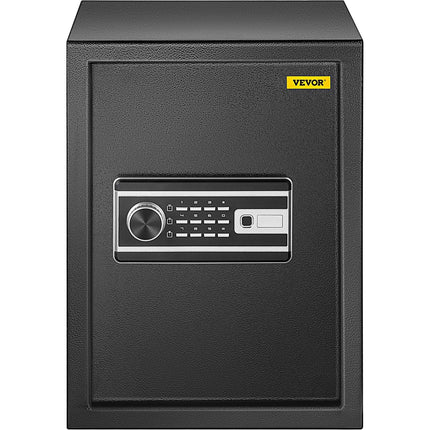 Safe Box, 2.1 CU.FT Fingerprint Safe Box for Money w/ 2 Keys & Digital Keypad, Q235 Steel Safe Box for Storing Cash, Jewelry, Pistols, Documents, Watches in Home & Office & Hotel.