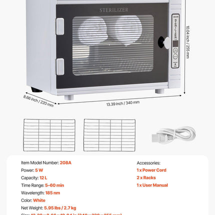 Nail Tool Cleaning Machine 12L Large Capacity Tool Cabinet Cleaner Box.